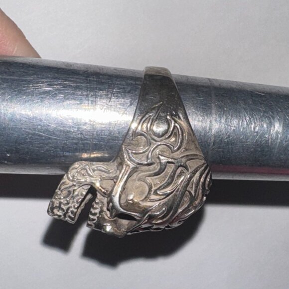Sterling Silver Flame Skull Ring, Size 12 - Picture 14 of 15